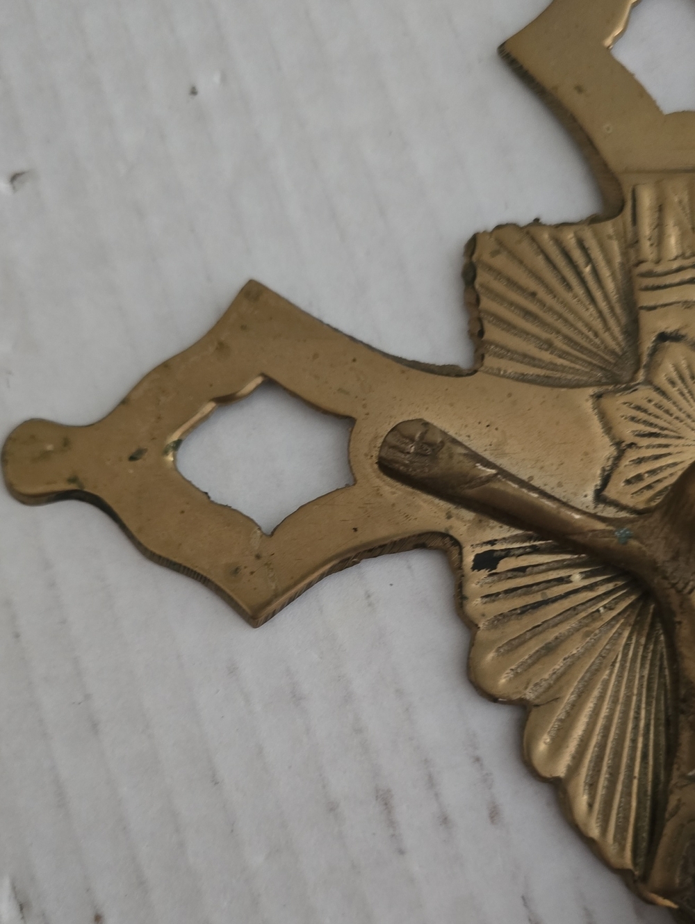Vintage Solid Brass Crucifix Cross Wall Hanging From India - Picture 4 of 16